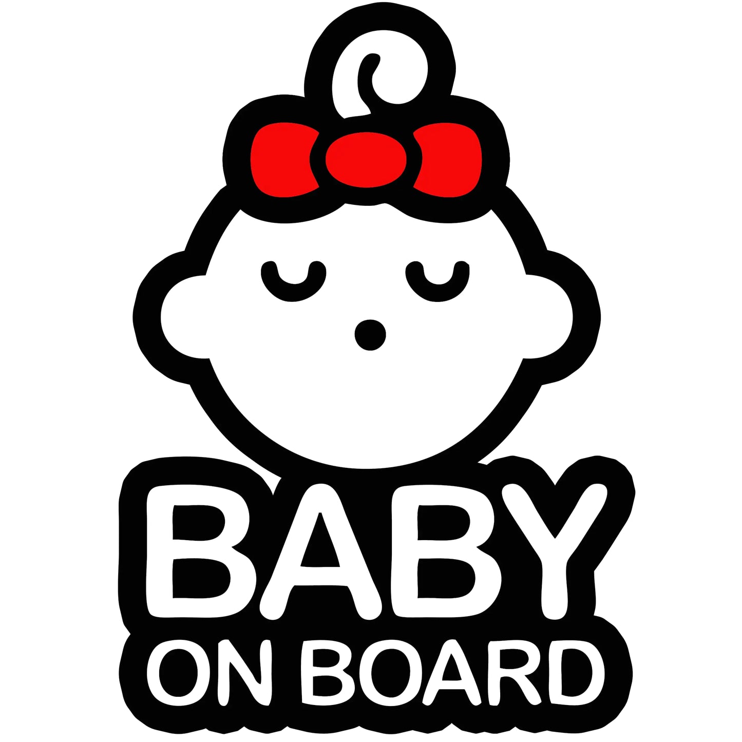 TOTOMO Baby on Board Sticker for Cars Funny Cute Safety Caution Decal Sign for Car Window and Bumper No Magnet - Sleeping Baby Girl with Ribbon