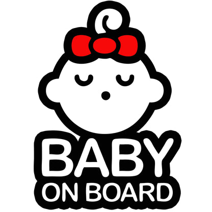 TOTOMO Baby on Board Sticker for Cars Funny Cute Safety Caution Decal Sign for Car Window and Bumper No Magnet - Sleeping Baby Girl with Ribbon